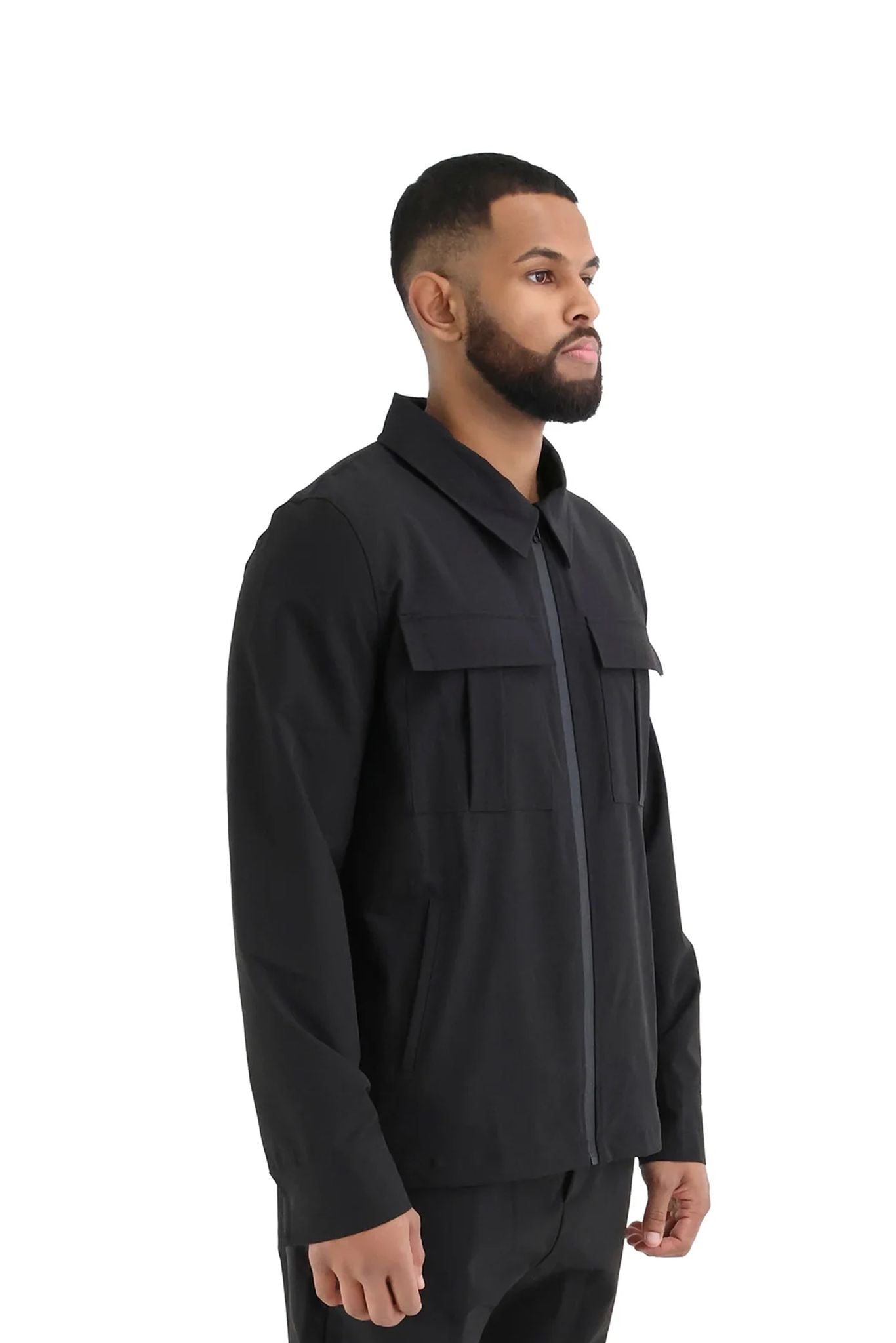 Cargo Utility Windbreaker Jacket black front