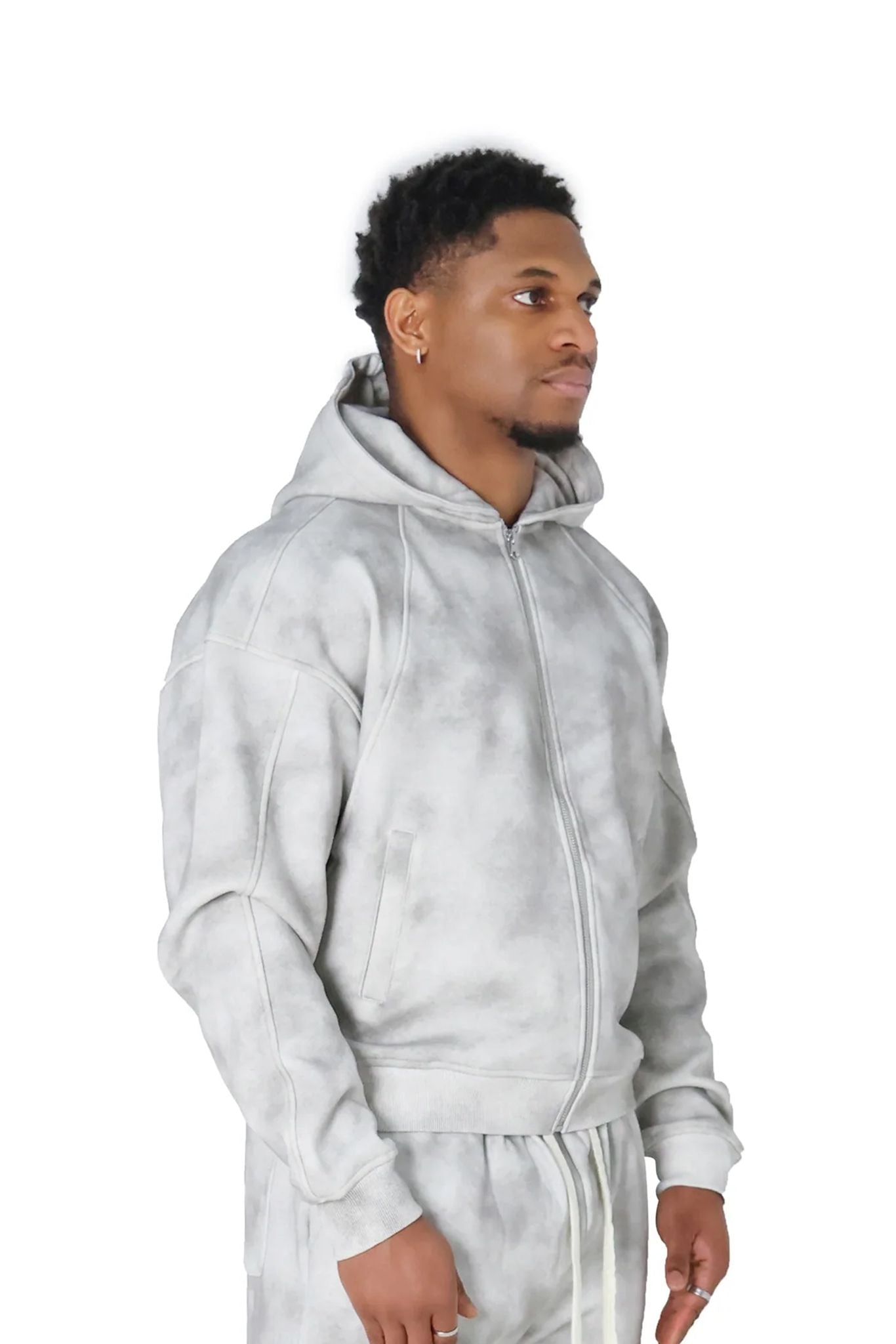 Grey Sunfade Cloud Hoodies front