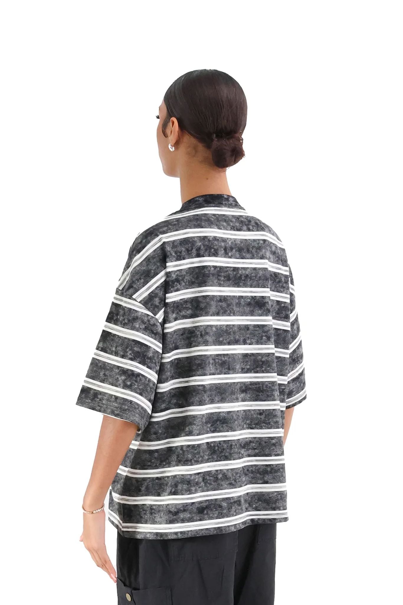 Retro Striped T-Shirt 260GSM female back