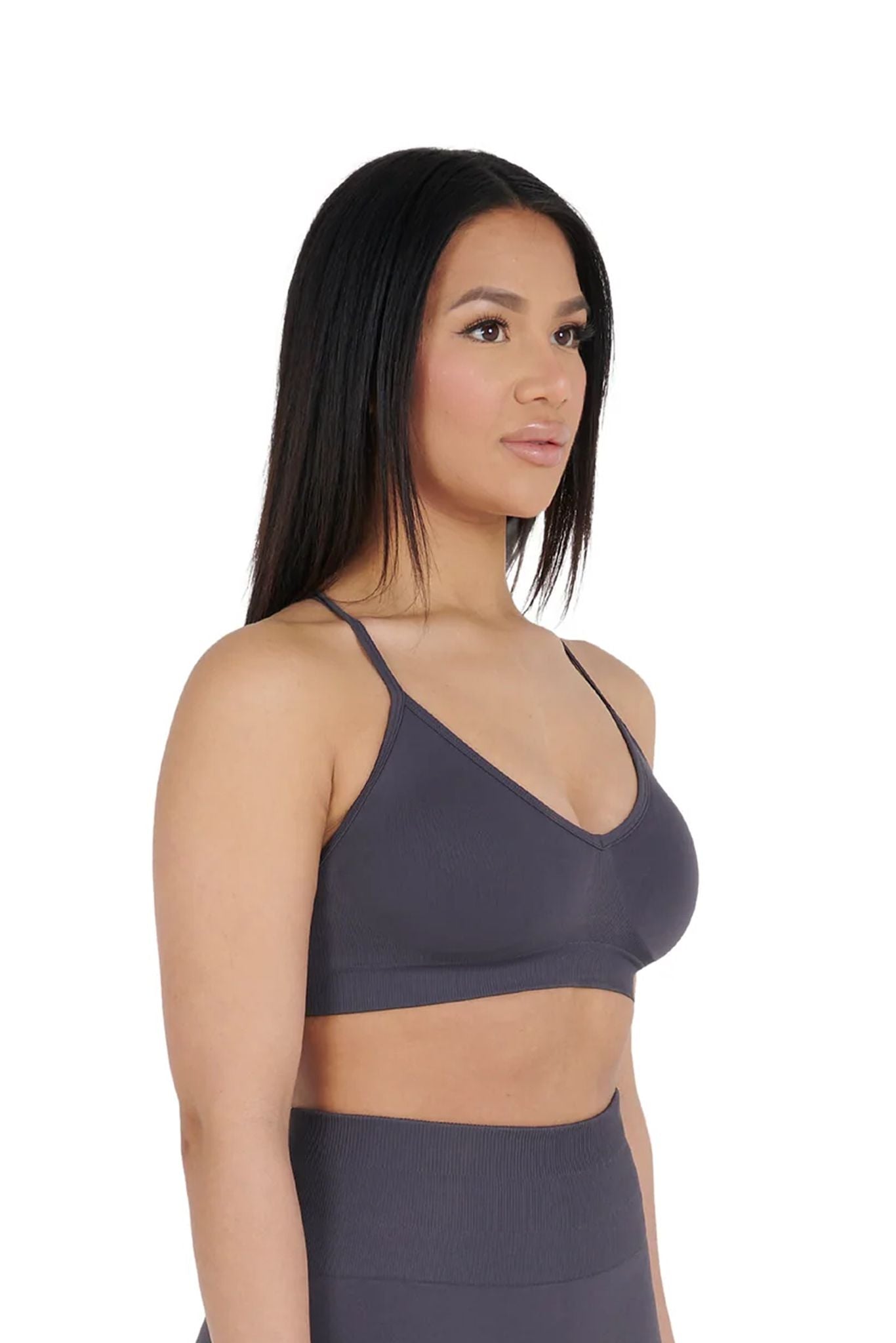 Seamless Sports Bra charcoal front