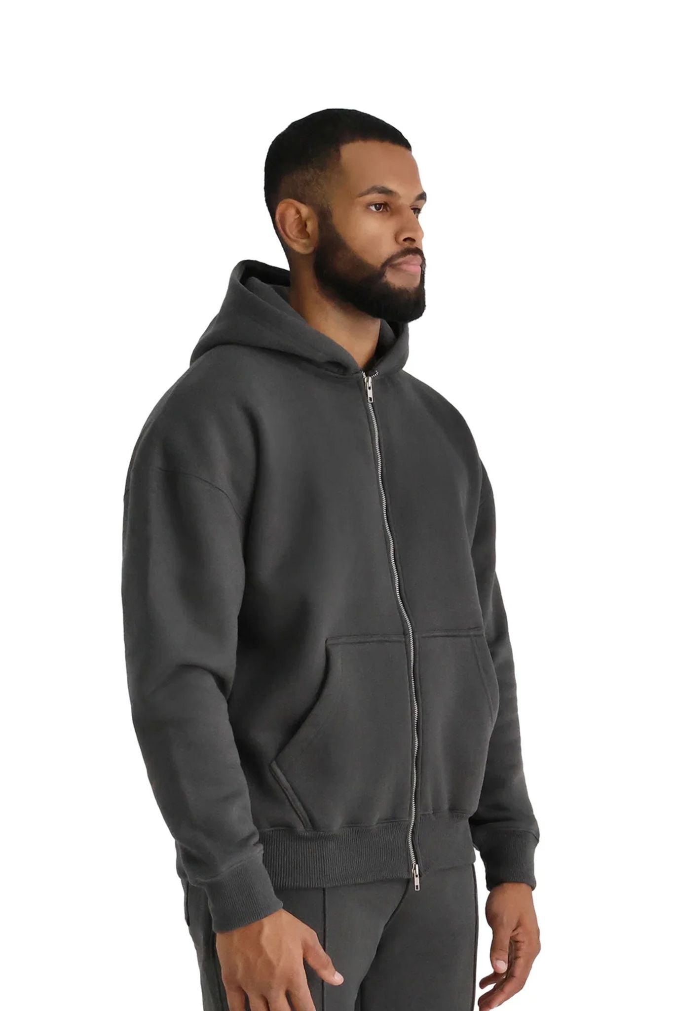 Ultra Luxury Zip Hoods 550GSM charcoal front