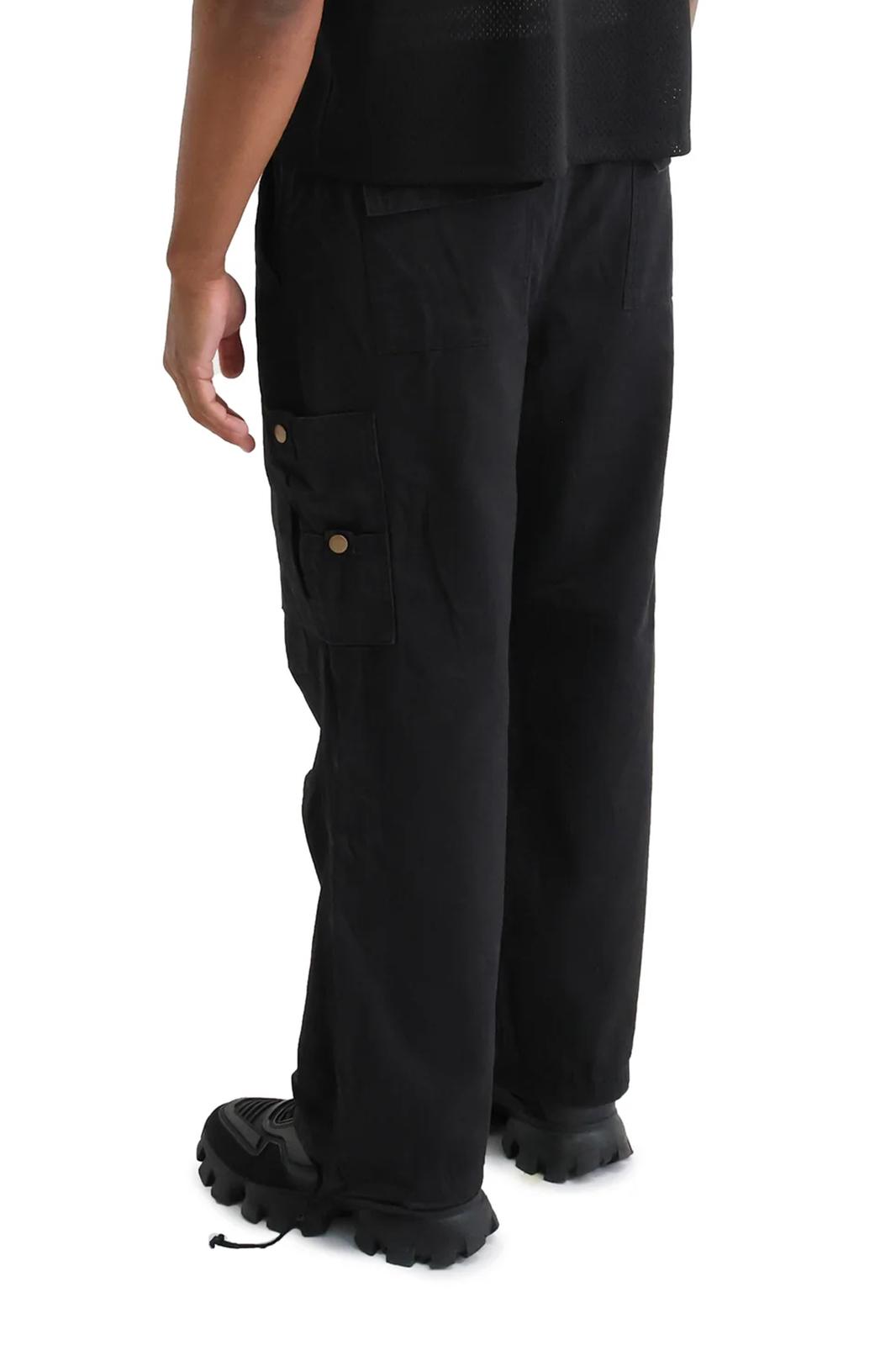 Wide Leg Cargo Trousers black back