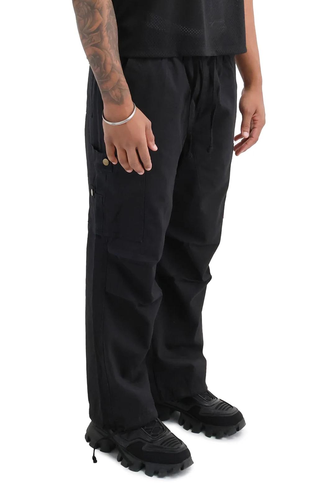 Wide Leg Cargo Trousers black front